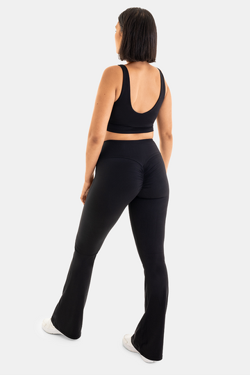 Bacon Active Long Legging Flare Legging with Scrunch Bum // Black